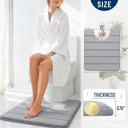 OLANLY Memory Foam Toilet Rugs U Shaped 24x20, Super Soft and Absorbent