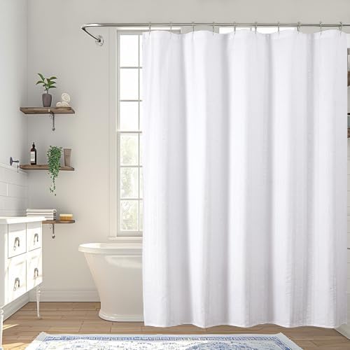 Aiyufeng Moga White Shower Curtain 72 Inch Long for Bathroom