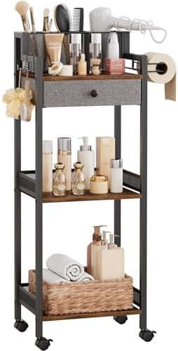 Bathroom Stand, Makeup Cart with Drawer for Cosmetic and Skincare