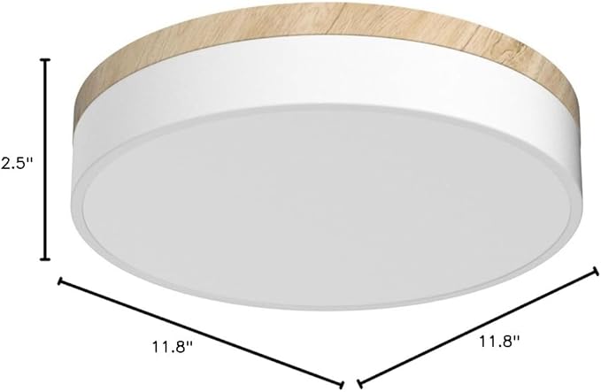 Dimmable Wood Oak Ceiling Light Fixture Modern White LED Flush Mount Ceiling Light 5CCT Minimalist Circle Close to Lighting Fixture for Bedroom Kitchen Bathroom Laundry Room 11.81 Inch