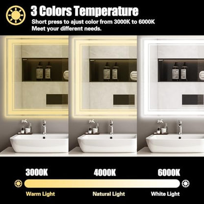48 x 28'' LED Mirror for Bathroom, Bathroom Mirror with LED Lights