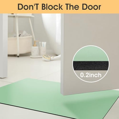 ACCUMTEK Non Slip Bath Mat, Thin Bathroom Rugs Fit Under Door, Quick Dry Bath Mats, Machine Washable Bath Rugs for Bathroom, Bathtub & Kitchen, Bathtub, Sage Green/Solid/24 x17