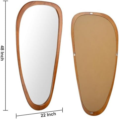 Irregular Asymmetrical Wall Mirror Full Length, 48"x22" Wooden Framed