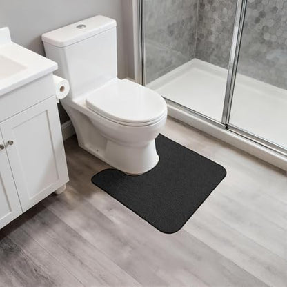 Bosap Toilet Rugs U Shaped Bathroom Rug,Machine Washable Non Slip Quick Dry Super Absorbent Ultra Thin Toilet Mats for Bathroom Toilet.Black,1'8"x2'(20x24inch)