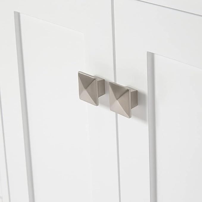 ARIEL Cambridge 48-inch Bathroom Vanity Base Cabinet,Solid Wood, 2 Soft Closing Doors, 9 Dovetail Drawers, White