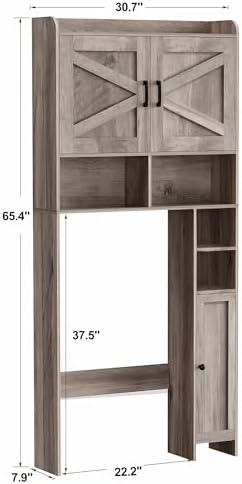 Homhedy Wooden Over The Toilet Storage Cabinet with Barn Door