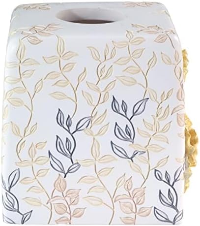 Avanti Linens - Tissue Box Cover, Guest Bathroom Essentials, Countertop Accessories, Floral Home Decor (Marielle Collection)