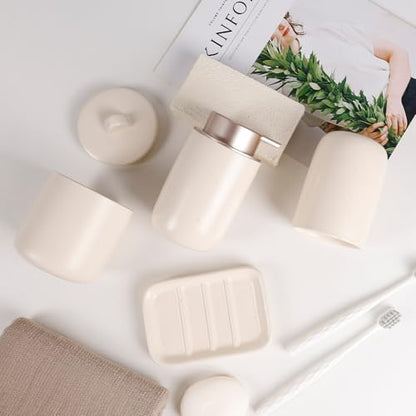 BosilunLife Apricot Ceramic Bathroom Accessories Set of 4