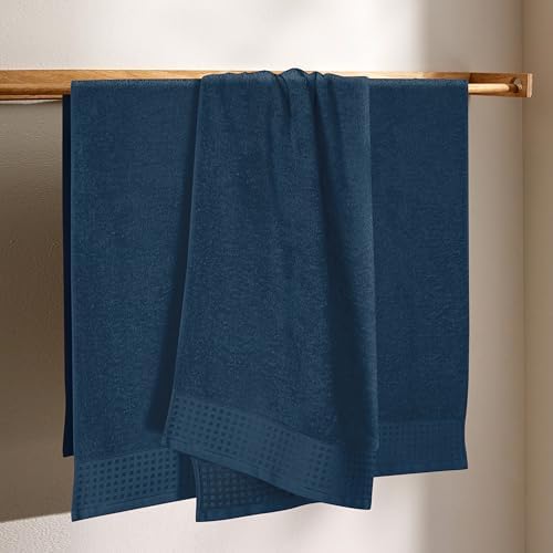 GLAMBURG Ultra Soft 4 Pack Oversized Bath Towel Set 27x54 inches, 100% Cotton Bath Towels, Highly Absorbant Compact Quickdry & Lightweight Towel, Ideal for Gym Travel Camp Pool - Mineral Blue