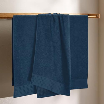 GLAMBURG Ultra Soft 4 Pack Oversized Bath Towel Set 27x54 inches, 100% Cotton Bath Towels, Highly Absorbant Compact Quickdry & Lightweight Towel, Ideal for Gym Travel Camp Pool - Mineral Blue