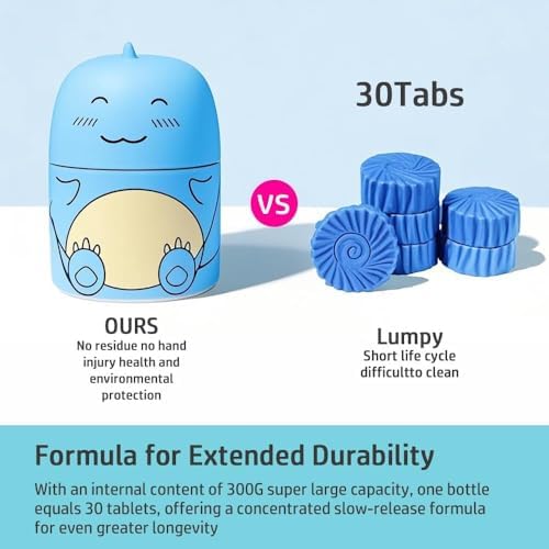 3 PCS Cute Dinosaur-Shaped Toilet Bowl Cleaner Bottle, Automatic Bathroom Toilet Tank Cleaner with Ocean Scent,Septic Toilet Bowl Tablets in Bottles, Automatic Long-Lasting Toilet Cleaner Bottle