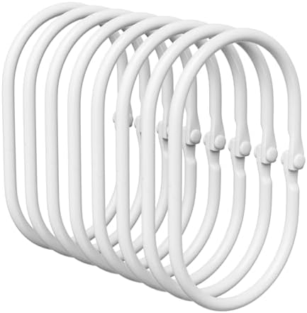 Bathway Shower Curtain Rings, White Shower Curtain Hooks 12 Pcs Anti-Drop Shower Rings for Curtain, Metal Shower Curtain Rings Rust Proof, Shower Hooks for Shower Curtain Rod, Curtain Rings