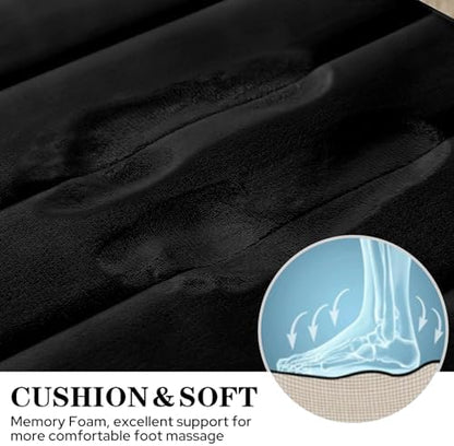 BYSURE Black Memory Foam Bathroom Rug Set 17"x24"+20"x32"+U20 x24