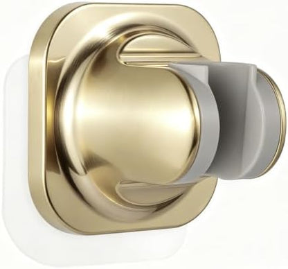 Handle held Shower Head Holder Wall Mount -Adjustable in 5 Positions - Dual Mount Option (Screw/Adhesive) - Brushed Gold