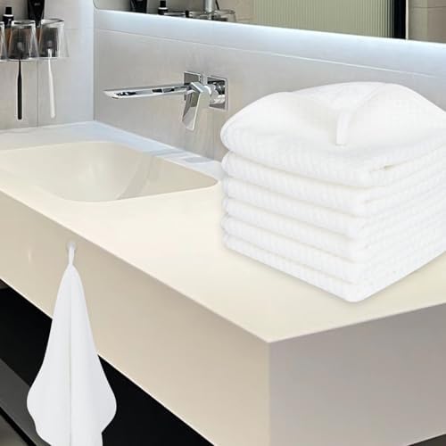 MaopaoBeauty Washcloth Set for Bathroom - Quick Drying - Ultra Soft Microfiber Absorbent Towel for Bath Fitness, Gym, Shower, Hotel, and Spa - 13x13 Inch | Set of 6, White