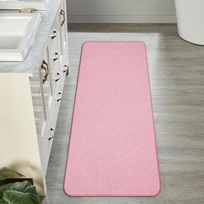 Bosap Bath Mat,Ultra Thin Bathroom Runner Rugs,Large Bath Mats for Bathroom,Quick Dry,Non-Slip,Machine Washable,Low Pile,Bath Rug,Shower Outside,Sink,Home Decor Accessories.Pink,1'5"x4'11"（17x59inch）