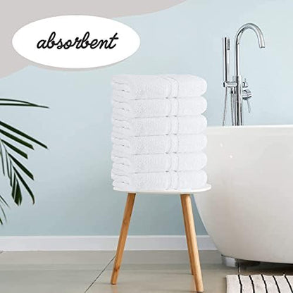 GREEN LIFESTYLE Bath Towels 24" x 50" 48 Pack - White Large Bath Towels, Soft Absorbent Thick Towels for Hotel, Spa, Gym and Bathroom Use, Cotton Blend Bulk Towel Set