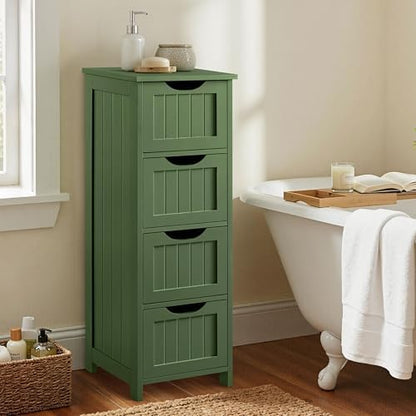 Yaheetech Bathroom Storage Cabinet, 12" W Slim 4-Drawer Design, Green