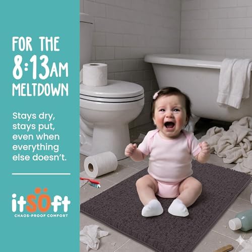 Standard Chenille Bath Mats 34"x21", Plush Absorbent Quick Dry, Soft & Machine Washable, Non Slip Carpet for Bathroom, Thick Bathroom Rugs, Shower Restroom Rug Mat, Alfombras De Bano, Bathrugs