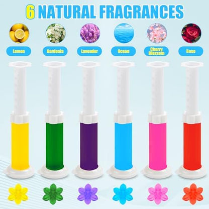 6 Pack Toilet Gel Stamp, 72 Stamps, Flowers Shaped,Toilet Bowl Cleaners