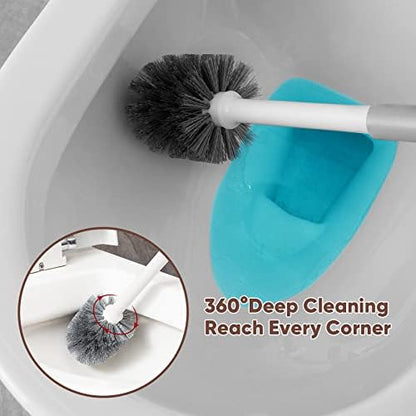Eyliden Toilet Plunger and Brush Set, 2-in-1 Compact Holder, White