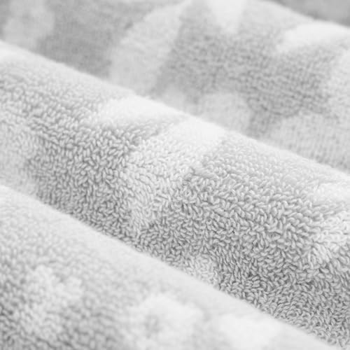 Lucky Brand Folk Floral 6 Piece Bath Towel Set - (2) Bath Towels, (2) Hand Towels, and (2) Washcloths - Glacier Grey Premium Bathroom Towel Set