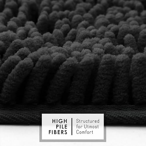 Hearth & Harbor Bathroom Rugs, Chenille Bath Mat - Machine Washable Bath Mats for Bathroom Non-Slip Backing Rubber, Quick Dry Bathroom Mat