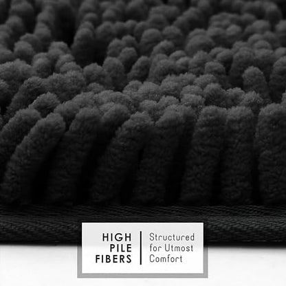 Hearth & Harbor Bathroom Rugs, Chenille Bath Mat - Machine Washable Bath Mats for Bathroom Non-Slip Backing Rubber, Quick Dry Bathroom Mat