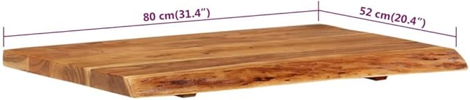 vidaXL Solid Wood Acacia Bathroom Vanity Top Worktop Washing Table Plate Floating Countertop Sink Console Wooden Home Interior 31.5"
