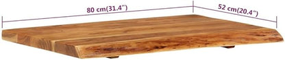 vidaXL Solid Wood Acacia Bathroom Vanity Top Worktop Washing Table Plate Floating Countertop Sink Console Wooden Home Interior 31.5"