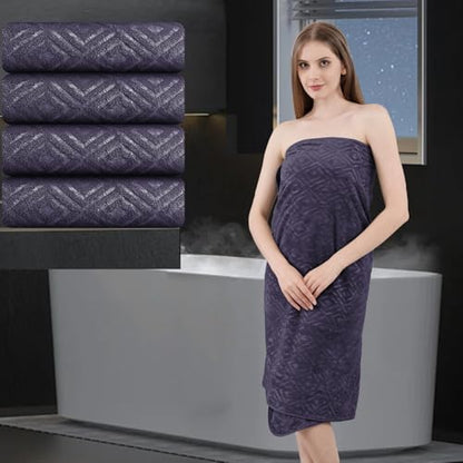 Bath Towel Set of 4 Extra Large Bath Sheet 35"x70" Oversized Bath Towel Soft Microfiber Bathroom Towel for Adults Highly Absorbent Quick Dry Towel Set for Bathroom,Hotel,Shower Bath Sheet Towel Plum