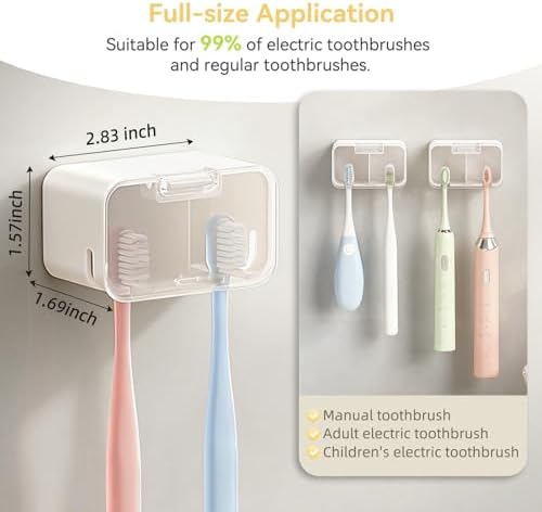 MOPMS Toothbrush Holders for Bathrooms with 2 Slot Independent Compartment