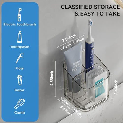 3 Slots Detachable Toothbrush Holders Wall Mounted for Bathrooms