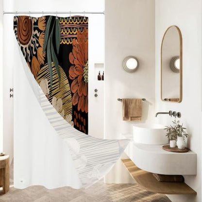 3 in 1 Boho Rustic Shower Curtain Set with PEVA Liner & 12 Hooks, 36 x 72