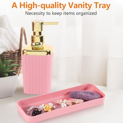 9 PCS Pink Bathroom Accessories Set with Trash Can Bathroom Accessory