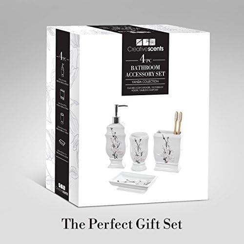 Vanda Cherry Blossom 4 Piece Resin Bathroom Accessories Set