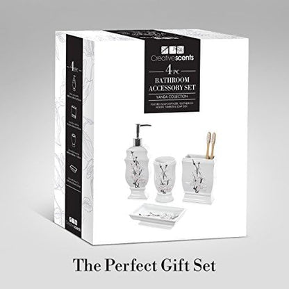 Vanda Cherry Blossom 4 Piece Resin Bathroom Accessories Set