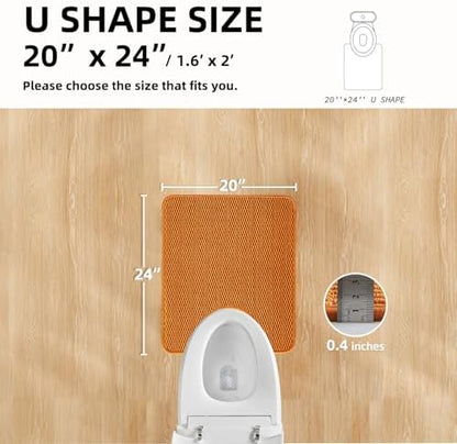 TYUU Toilet Rug, Thin Toilet Rugs U Shaped Washable Non Slip Absorbent Quick Dry Low Pile Toilet Mat, Orange 20"x24" U Shape