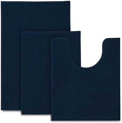 Urvoix Bathroom Rugs Sets 3 Piece, Non-Slip Chenille Bath Rug Set