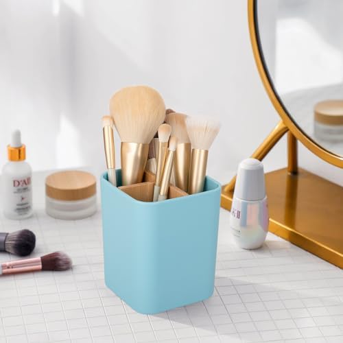 Bamboo Toothbrush Holder for Bathrooms Toothpaste Organizer - Blue