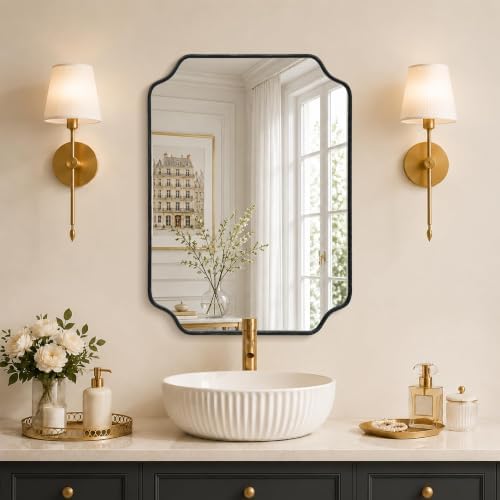 Besdomus Black Modern Bathroom Mirror: 22"x30" Minimalist Vanity Mirrors