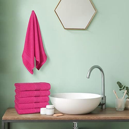 Belizzi Home Ultra Soft 6-Piece Hand Towel Set 16x28-100% Ringspun Cotton - Durable & Highly Absorbent Hand Towels - Ideal for use in Bathroom, Kitchen, Gym, Spa & General Cleaning - Hot Pink