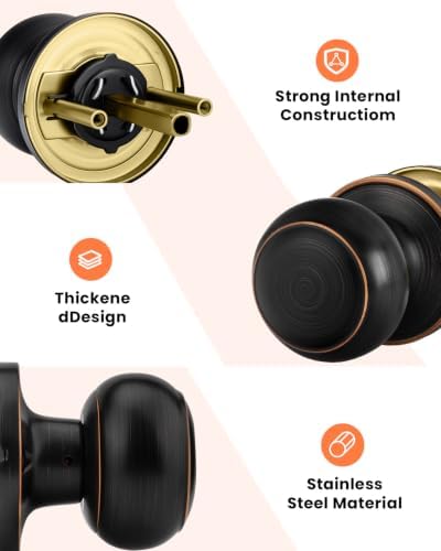 Haidms 3 Pack Oil Rubbed Bronze Passage Door Knobs, Bronze Closet Door Knobs, Passage Doorknobs Interior for Closet or Hall, Hallways