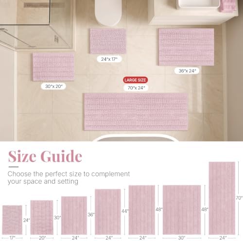 Bcoimo Bath Rug Mat,36x24 Chenille Non Slip Pink Bathroom Floor Shower Mats
