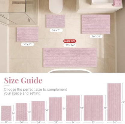 Bcoimo Bath Rug Mat,36x24 Chenille Non Slip Pink Bathroom Floor Shower Mats