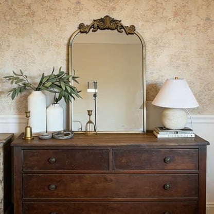 USHOWER Vintage Gold Mirror 24x36 Inch, Antique Baroque Bathroom Mirror