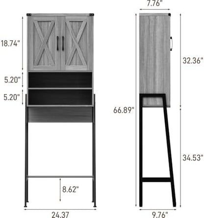 Vabches Metal Frame Over The Toilet Storage Cabinet, Wash Grey