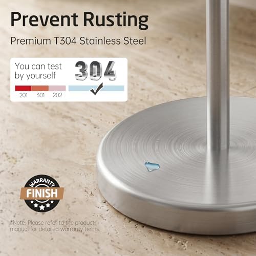KES 26" Tall Toilet Paper Holder Stand with Weighted Base, Brushed Finish