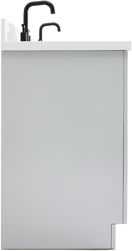ARIEL Hepburn 72-inch Bathroom Vanity with Sink,Solid Wood, 1.5-inch Pure White Quartz Countertop & Backsplash, Double Rectangular Porcelain Sink, 4 Soft Closing Doors, 6 Dovetail Drawers, Grey