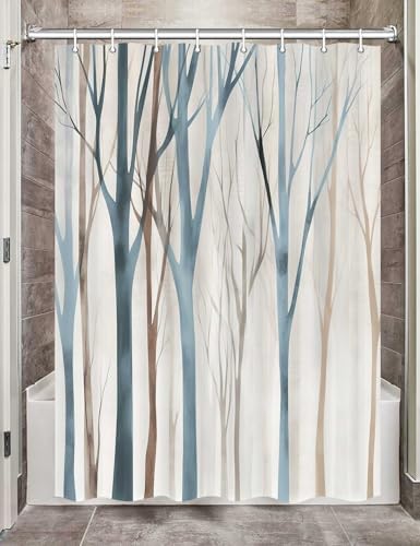 Tree Shower Curtain 47x64 Inch, Modern Minimalist Forest Bathroom Decor